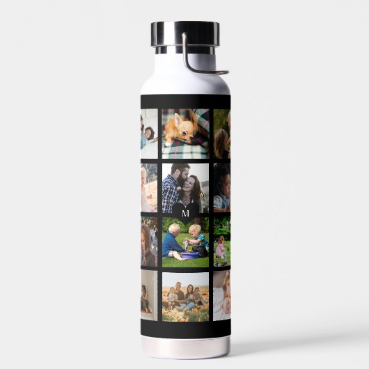 Einfache Foto-Collage mit Monogramm Sake schwarz Trinkflasche (Links)