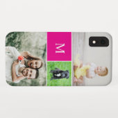Einfache Foto Collage Monogram Familie Magenta Ros Case-Mate iPhone Hülle (Rückseite (Horizontal))