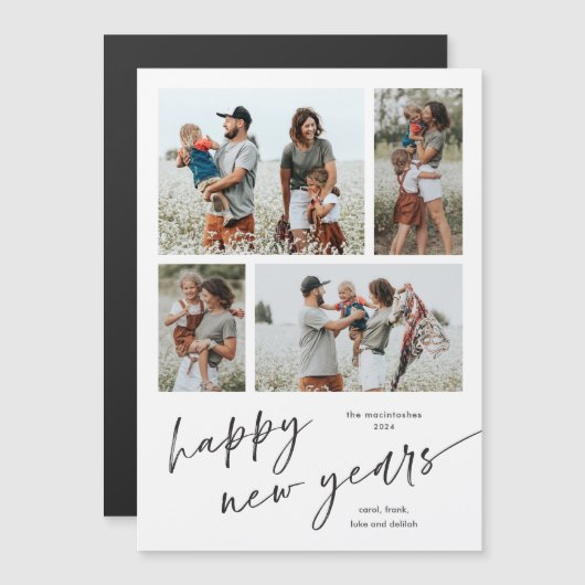 Einfache Foto Collage Script glücklich New Years M Magnetkarte (Vorne/Hinten)