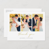 Einfache Foto Collage Wedding Vielen Dank Postcard Ankündigungspostkarte (Vorne/Hinten)