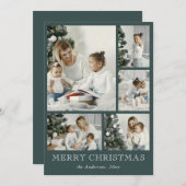 Einfache Foto Collage Weihnachten Dunkelwald grün (Vorne/Hinten)