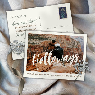Einfache Foto-Destination-Hochzeit - Save-the-Date Ankündigungspostkarte