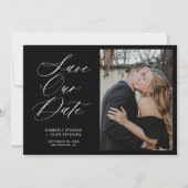 Einfache Foto elegante Drehbuch Schwarze Hochzeit Save The Date (Vorderseite)