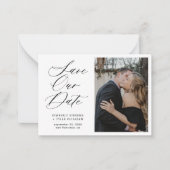 Einfache Foto elegante Drehbuchhochzeit rettete di Mitteilungskarte (Vorderseite)