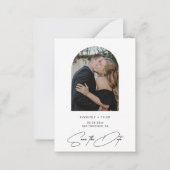 Einfache Foto elegante Skript Hochzeit speichern S Mitteilungskarte (Vorderseite)