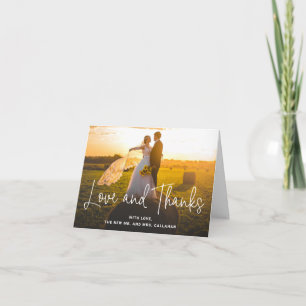 Einfache Foto Elegante Typografie Moderne Hochzeit Dankeskarte