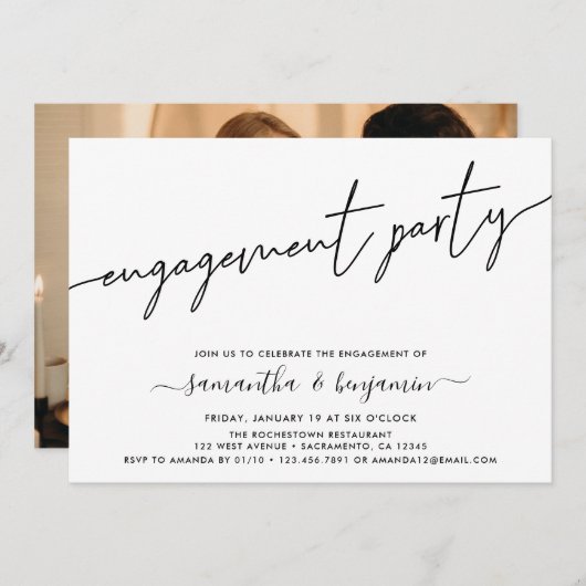 Einfache Foto-Engagement-Partei Einladung (Vorne/Hinten)