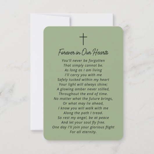 Einfache Foto-Gedenkkarte Grünes Gebet (Rückseite)