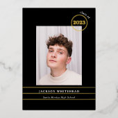 Einfache Foto Graduate Black Folieneinladung (Vorderseite)