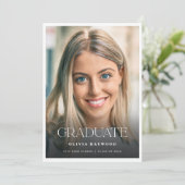 Einfache Foto Graduation Party Einladung (Stehend Vorderseite)