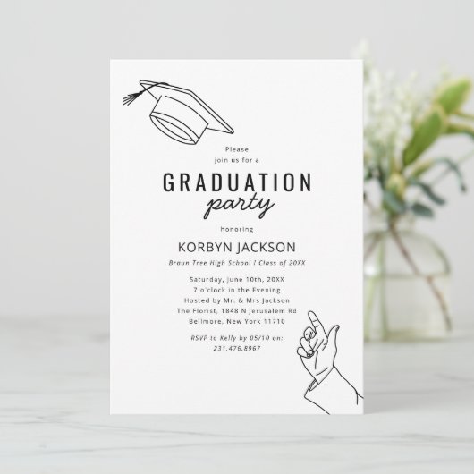 Einfache Foto-Graduierungspartei Einladung (Stehend Vorderseite)