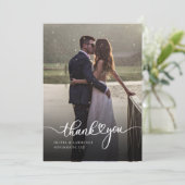 Einfache Foto-handgeschriebene Hochzeit Dankeskarte (Stehend Vorderseite)