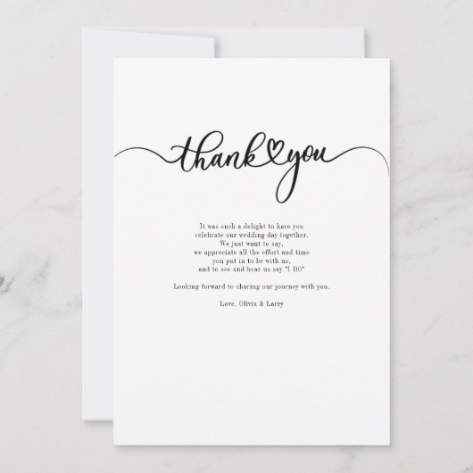 Einfache Foto-handgeschriebene Hochzeit Dankeskarte (Rückseite)