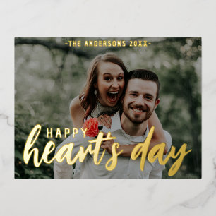 Einfache Foto Happy Heart's Day Script Folien Feiertagspostkarte