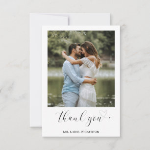 Einfache Foto-Herz-Minimalist Schrift Hochzeit Dankeskarte