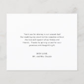 Einfache Foto-Hochzeit Dankeschön-Karte (Rückseite)