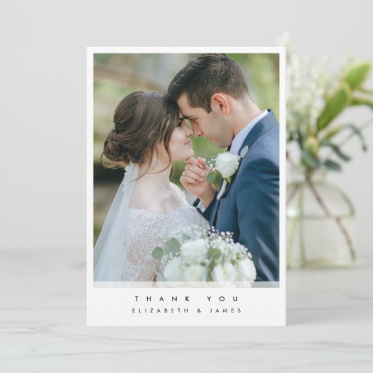 Einfache Foto Hochzeit Dankeschön-Karte Dankeskarte (Stehend Vorderseite)
