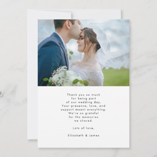 Einfache Foto Hochzeit Dankeschön-Karte Dankeskarte (Rückseite)