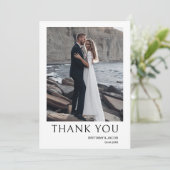Einfache Foto Hochzeit Dankeskarte (Stehend Vorderseite)
