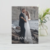 Einfache Foto Hochzeit Dankeskarte (Stehend Vorderseite)