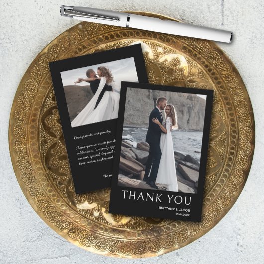 Einfache Foto Hochzeit Dankeskarte