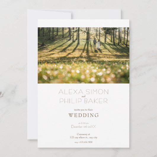 Einfache Foto Hochzeit Einladung (Vorderseite)