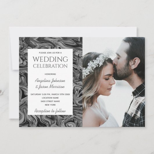 Einfache Foto Hochzeit Einladung (Vorderseite)