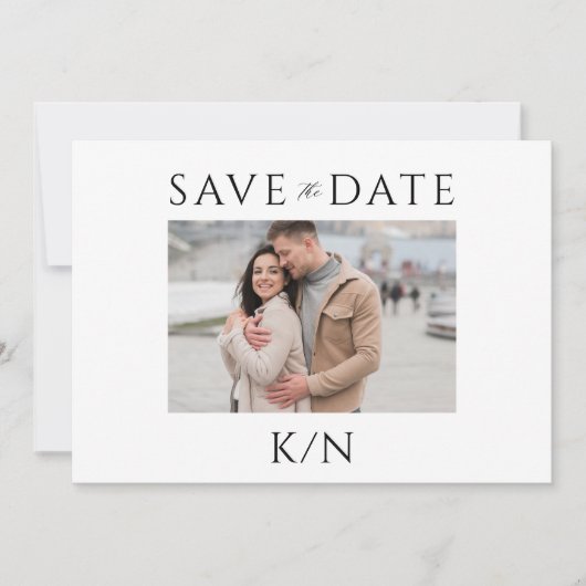 Einfache Foto-Hochzeit in Monogramm Save The Date (Vorderseite)