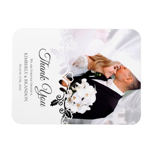 Einfache Foto Hochzeit mit weißem Rahmen Vielen Da Magnet (Horizontal)