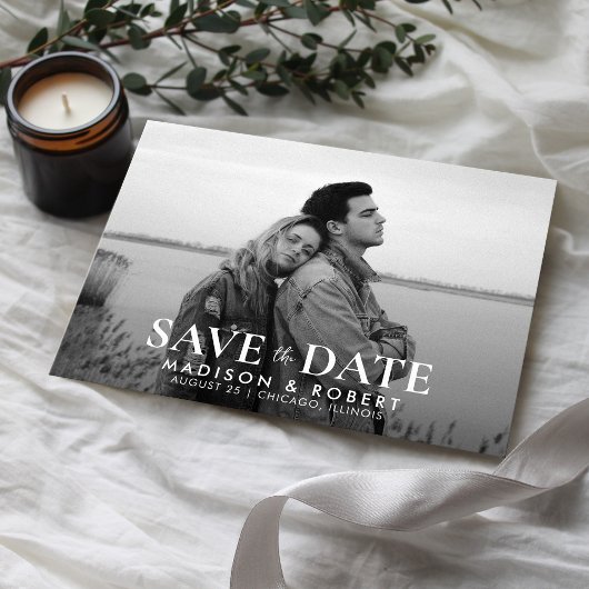 Einfache Foto Hochzeit Save The Date