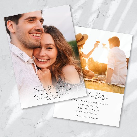 Einfache Foto Hochzeit Save The Date