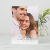 Einfache Foto Hochzeit Save The Date (Stehend Vorderseite)