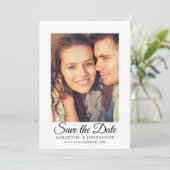 Einfache Foto-Hochzeit-Save-The-Date-Flat-Karte (Stehend Vorderseite)