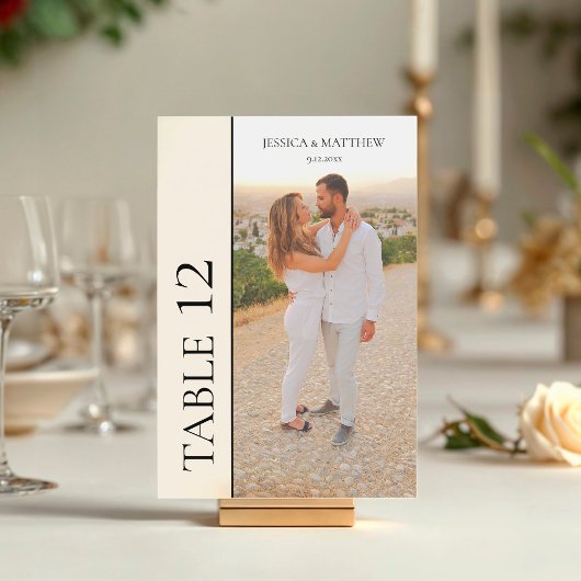 Einfache Foto-Hochzeit Tischnummer