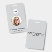 Einfache Foto-ID-Geschäfts-Nametag Ausweis (Vorder- & Rückseite)