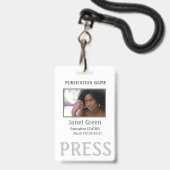 Einfache Foto-ID-Journalistenausweis Ausweis (Vorderseite mit Lanyard)