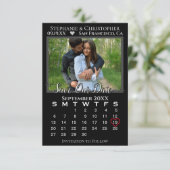 Einfache Foto Kalender Schwarze Hochzeit Rettete U Karte (Stehend Vorderseite)