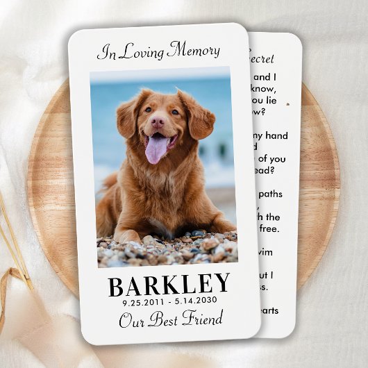 Einfache Foto-Memorial-Beileid-Gebetskarte