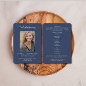 Einfache Foto-Memorial Blue Order of Service Programm