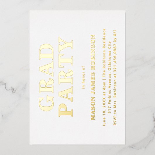 Einfache Foto Moderne Graduierungspartei Folieneinladung (Vorderseite)