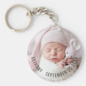Einfache Foto Name Geburtsdatum Schlüsselanhänger (Vorne)