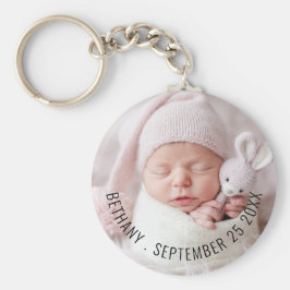 Einfache Foto Name Geburtsdatum Schlüsselanhänger