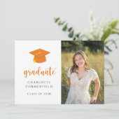 Einfache Foto Orange White Abschluss Ankündigung (Stehend Vorderseite)