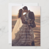 Einfache Foto-Overlay-Monogramm-Hochzeit Einladung (Vorderseite)