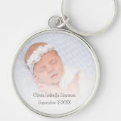 Einfache Foto-Overlay-Name Geburtsdatum Ankündigun Schlüsselanhänger (Vorne)