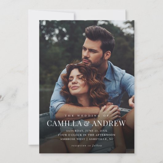 Einfache Foto-Overlay-QR-Hochzeit Einladung (Vorderseite)