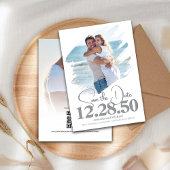 Einfache Foto Pinselstriche Save the Date Hochzeit