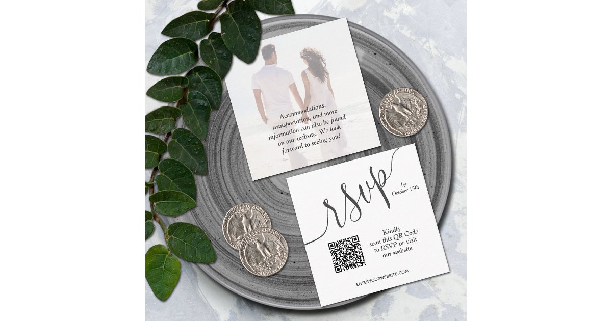 Einfache Foto QR Code Hochzeit Begleitkarte Zazzle.de