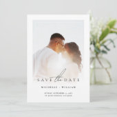 Einfache Foto Rahmen Wedding Monogram Dusky Blue Save The Date (Stehend Vorderseite)
