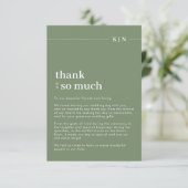 Einfache Foto-Sage Green Monogram Hochzeit Dankeskarte (Stehend Vorderseite)